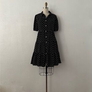 Eliza J Black and White Polka Dot Midi Dress